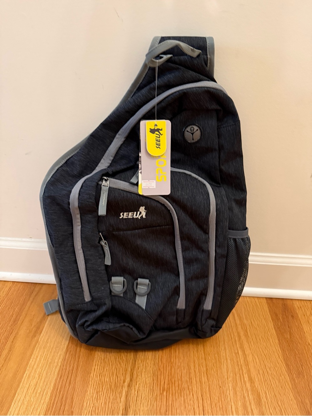 Dark Gray SEEU Sling Backpack  - Black/Grey